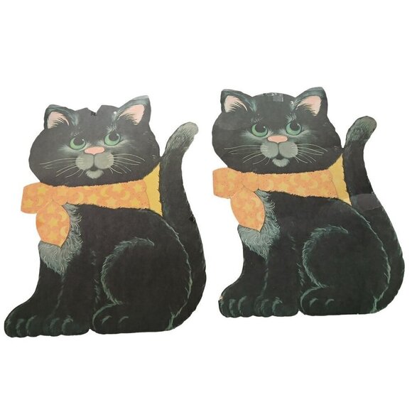 Vintage Lot of 8 Halloween Fall Cardboard Die Cuts Decorations Cat Skull Pumpkin - Picture 3 of 7